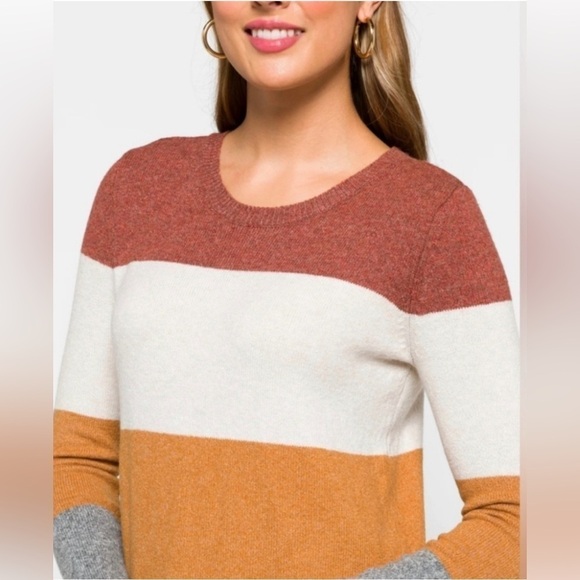 *NWT* Pinque Color Block Crewneck Brushed Knit Sweater Rust Stone Combo Size XL - Picture 4 of 8